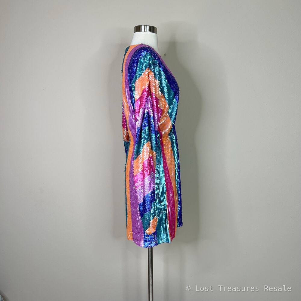 NEW Show Me Your Mumu | Kidman Neon Stripe Sequin Long Sleeve Mini Dress M NWT - Picture 5 of 10